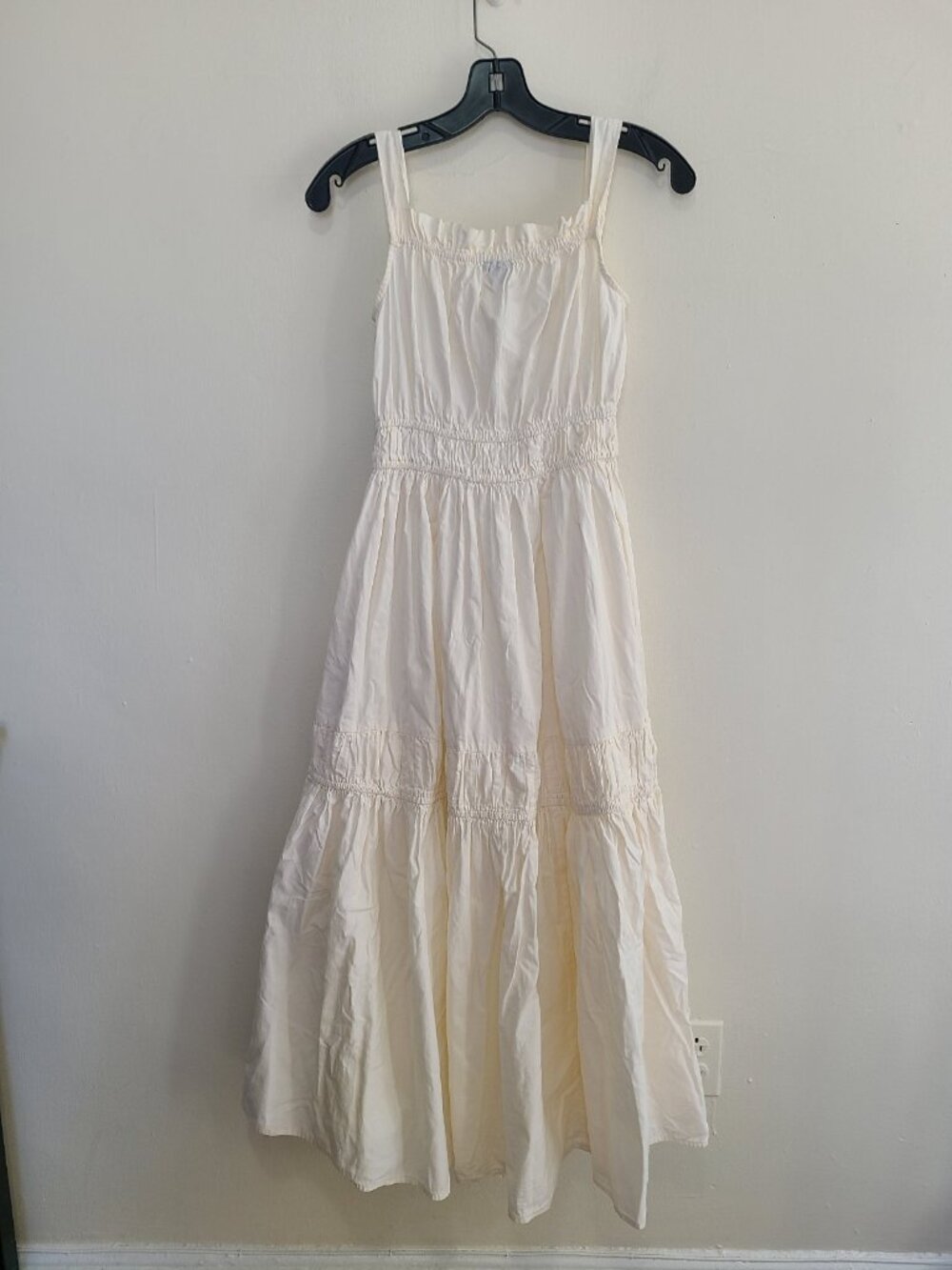 KAREN MILLEN Cotton Tiered Strappy Maxi Dress Cream Cotton Size US 2 - Picture 2 of 8